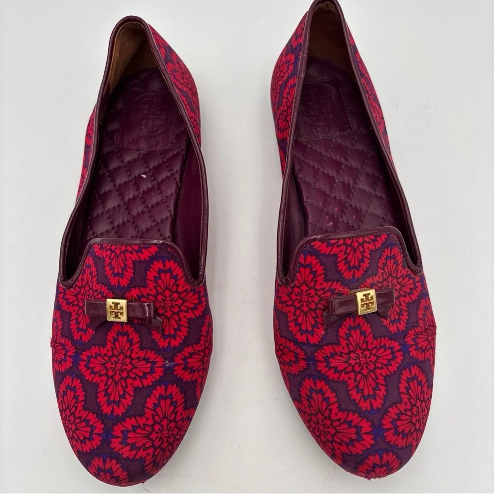 Tory Burch Red‎ and Purple Floral Loafers